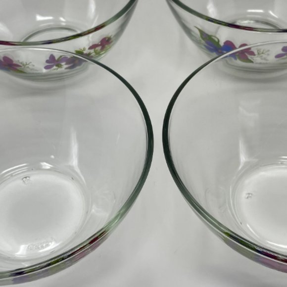 Vintage Set of 7 Avon Wild Violets Collection J Walsh Clear Crystal Glass Bowls - Picture 5 of 10